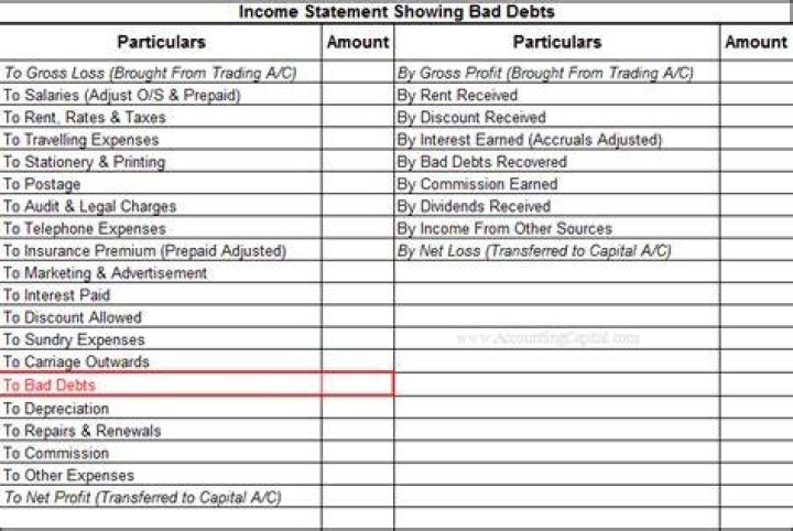 How are bad debts shown on the financial statements?