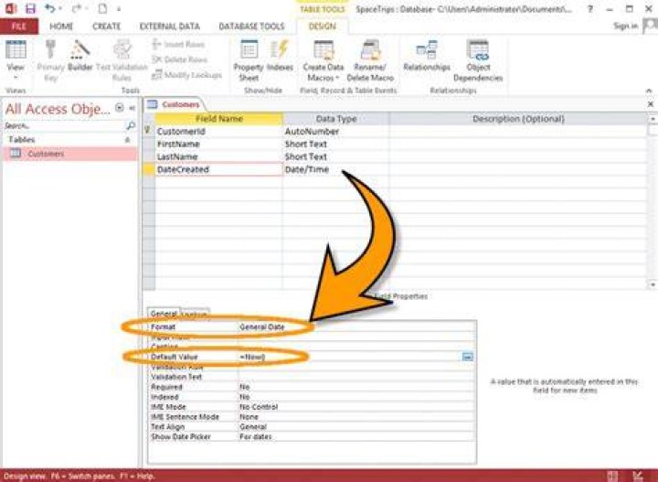 How do I access the Layout view in Access?