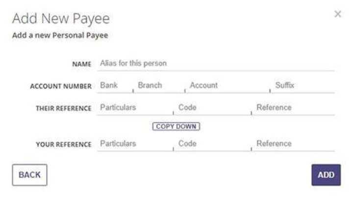 How do I set up a payee for online banking?