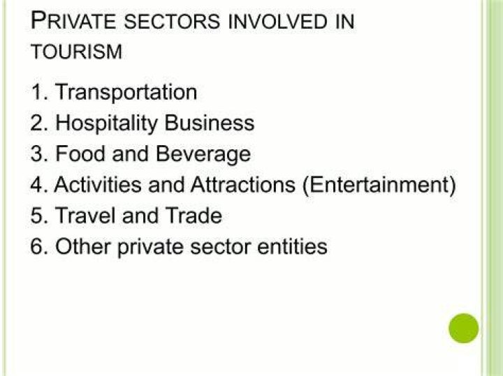 What are the private sector involved in tourism?