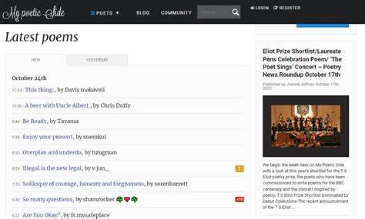 What happened to poetry com website?