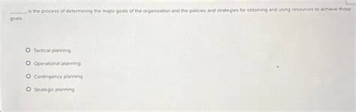 What is the process of determining the major goals of the organization and the policies and strategies for obtaining and using resources to achieve those goals?