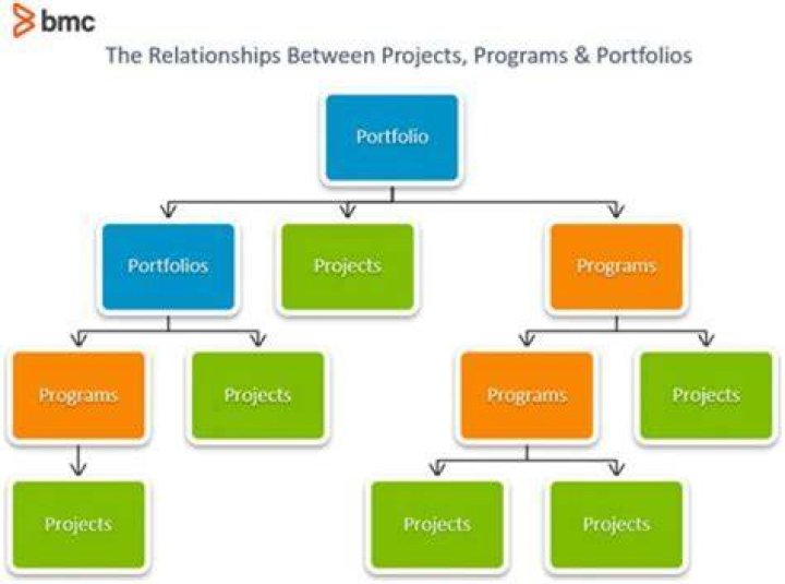 What is the relationship between portfolios programs projects?